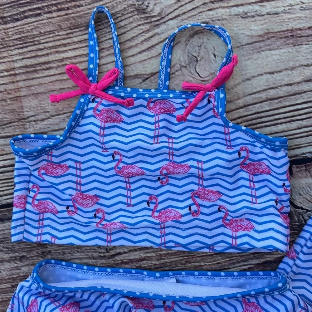 Girls flamingo Swim Set 3T - Blue and Pink